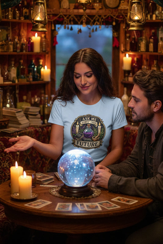 REVOTEES Fortune Teller Tee - "Ask Me About Your Future" Mystic Crystal Ball Women's T-Shirt