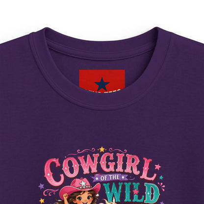 Kids Tee — "Cowgirl at Heart" Colorful Western Graphic (Cowgirl & Wild Print)