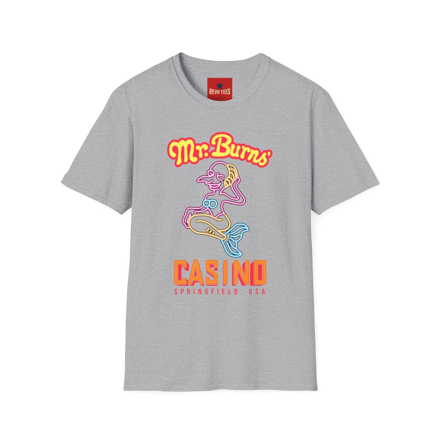 Mr. Burns Casino T-Shirt — Retro Neon Mermaid Resort Tee