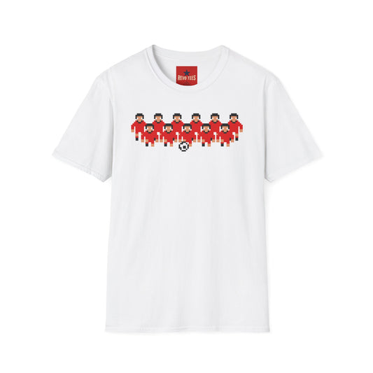 Pixel Soccer Team T‑Shirt — Retro 8‑Bit Football Players Graphic