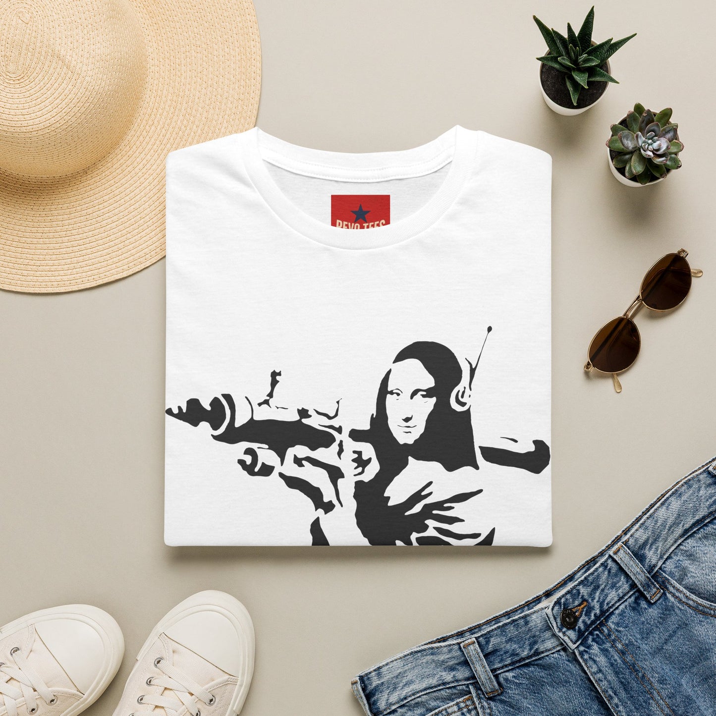 Banksy - Mona Lisa Spray Paint T-Shirt — Street Art Parody Tee