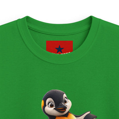 Kids Penguin Graphic Tee — Cute Dancing Penguin Shirt front and back design