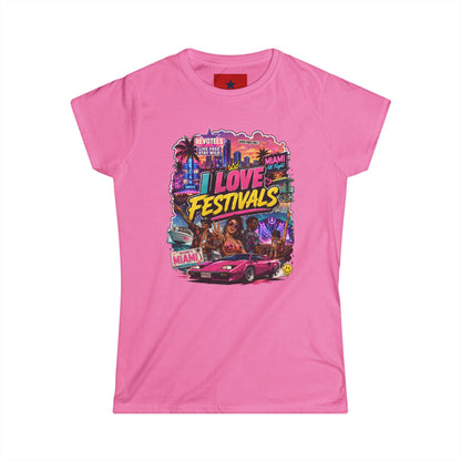 Festivals Collection: I LOVE FESTIVALS - Miami Style design round crew neck for Women