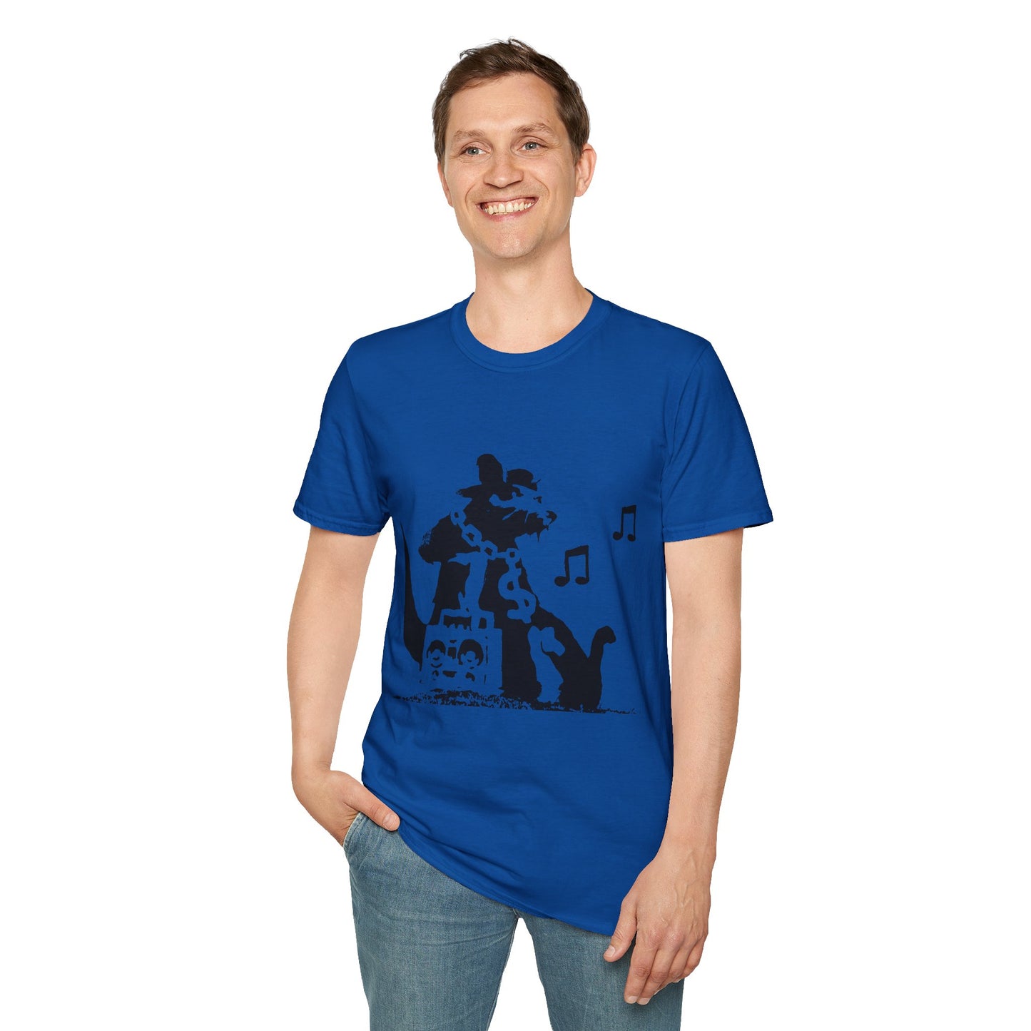 Music Cat T-Shirt — Black Silhouette Singing Rat Graphic Tee