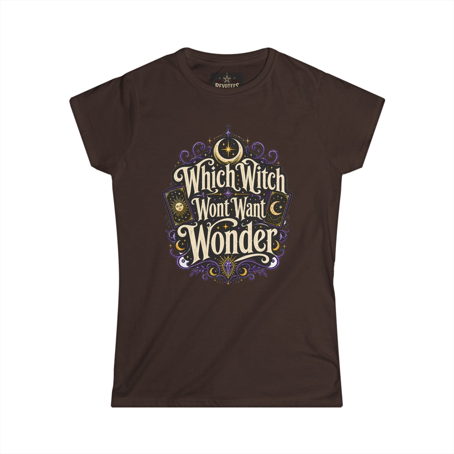 Women's Witchy Tee — "Which Witch Won't Want Wonder" Gothic Halloween Shirt