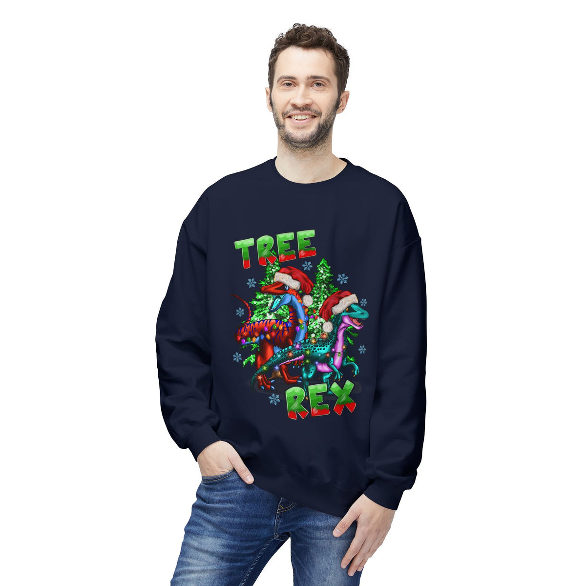 Tree Rex Christmas — Festive Dinosaur Holiday CrewneckSweatshirt