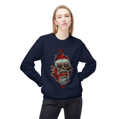 Skull Santa Crewneck Sweatshirt — Horror Christmas Graphic