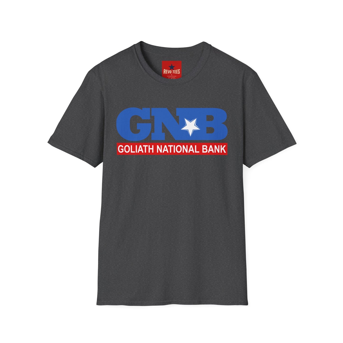 GNB "Goliath National Bank" Logo T-Shirt — Retro Blue & Red Vintage Bank Tee