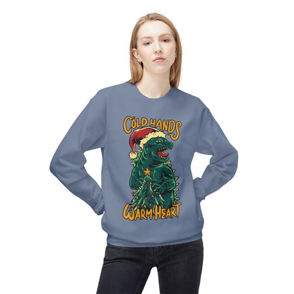 Christmas Godzilla - "Cold Hands Warm Heart" Holiday Crewneck Sweatshirt