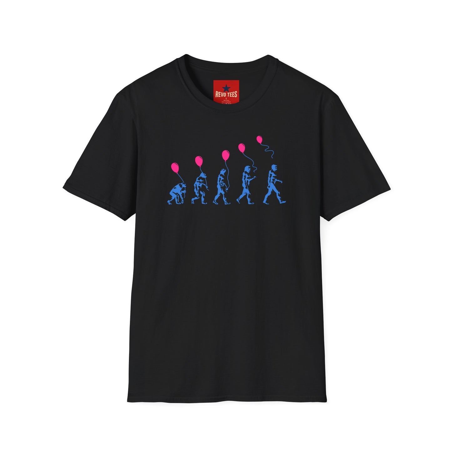 Evolution of Man Holding Balloon T-Shirt — Funny Retro Evolution Graphic Tee