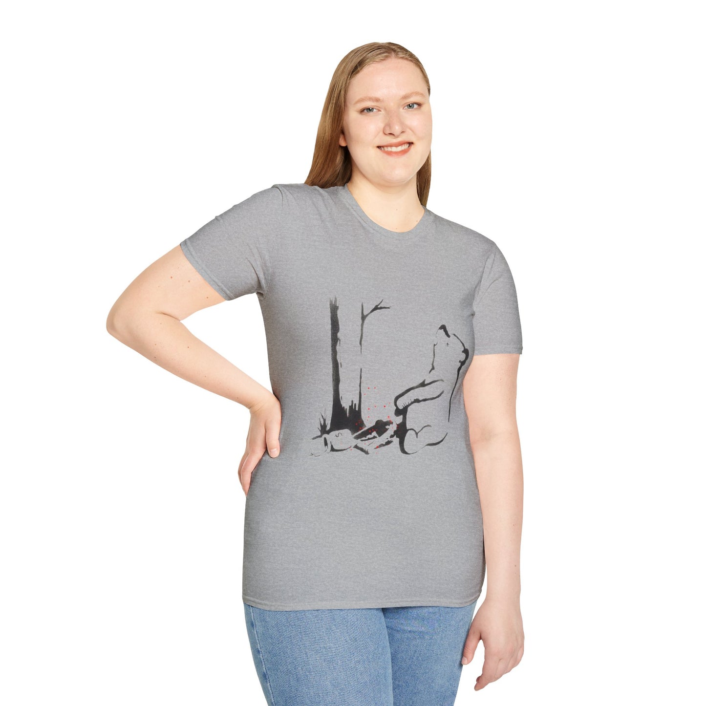 Bear & Tree Minimalist Graphic T-Shirt