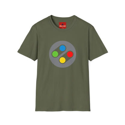 Retro Game Controller T‑Shirt — Colorful SNES Style Logo Tee