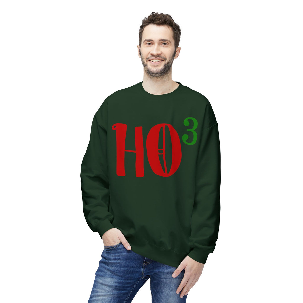 Christmas HO — Festive Red & Green Holiday Crewneck Sweatshirt