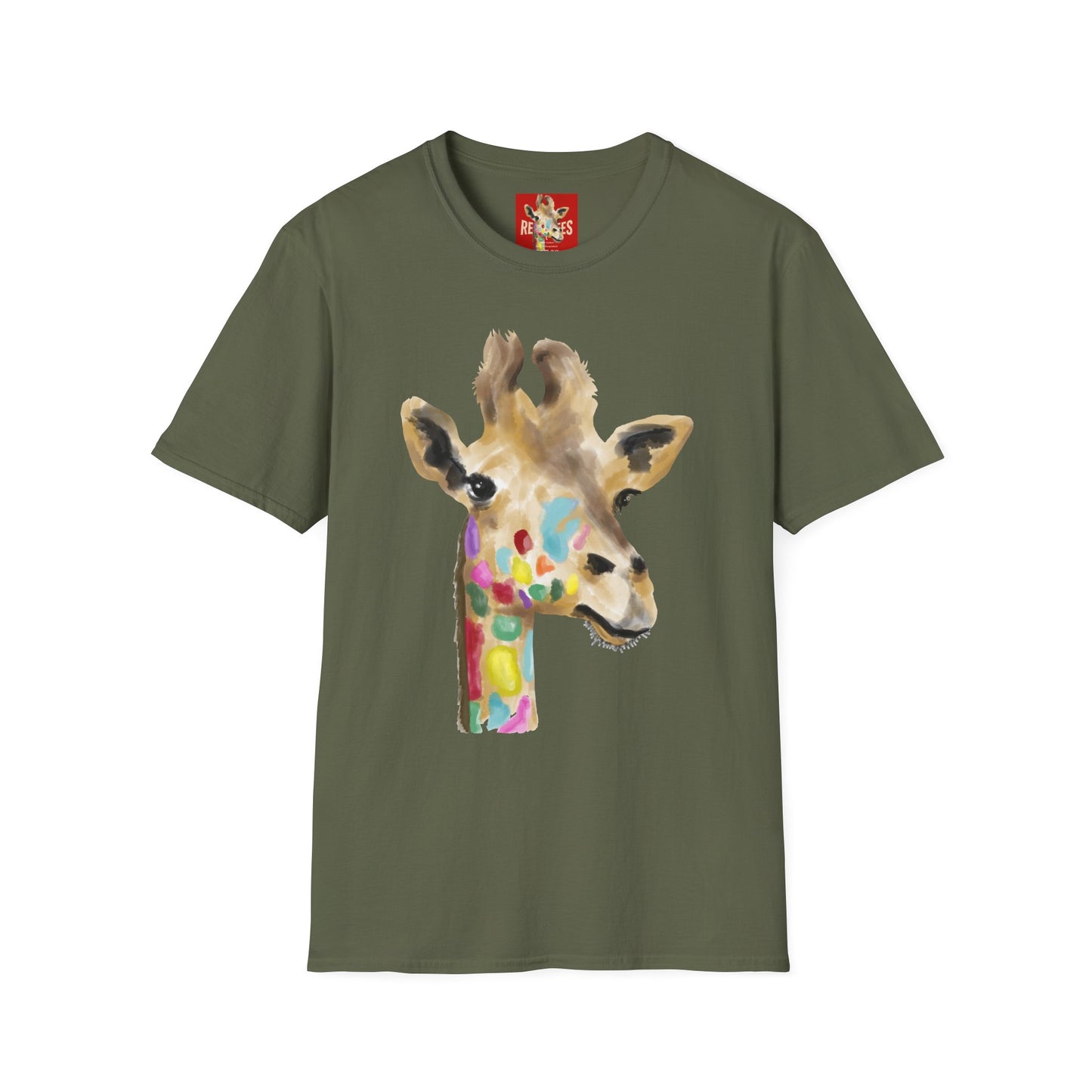 Giraffe Watercolor T‑Shirt — Colorful Painted Giraffe Tee