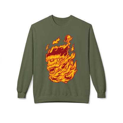 Flaming Santa Skull Redneck - I mean Crewneck Sweatshirt