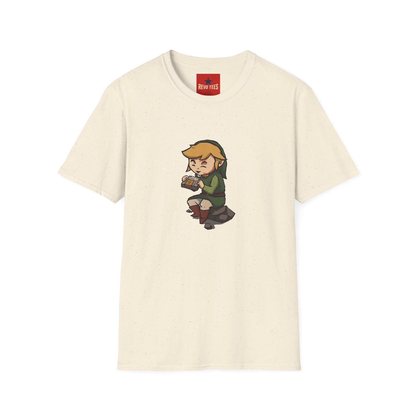 Link-Inspired Gamer Tee — Cute Chibi Hero Playing Handheld Console