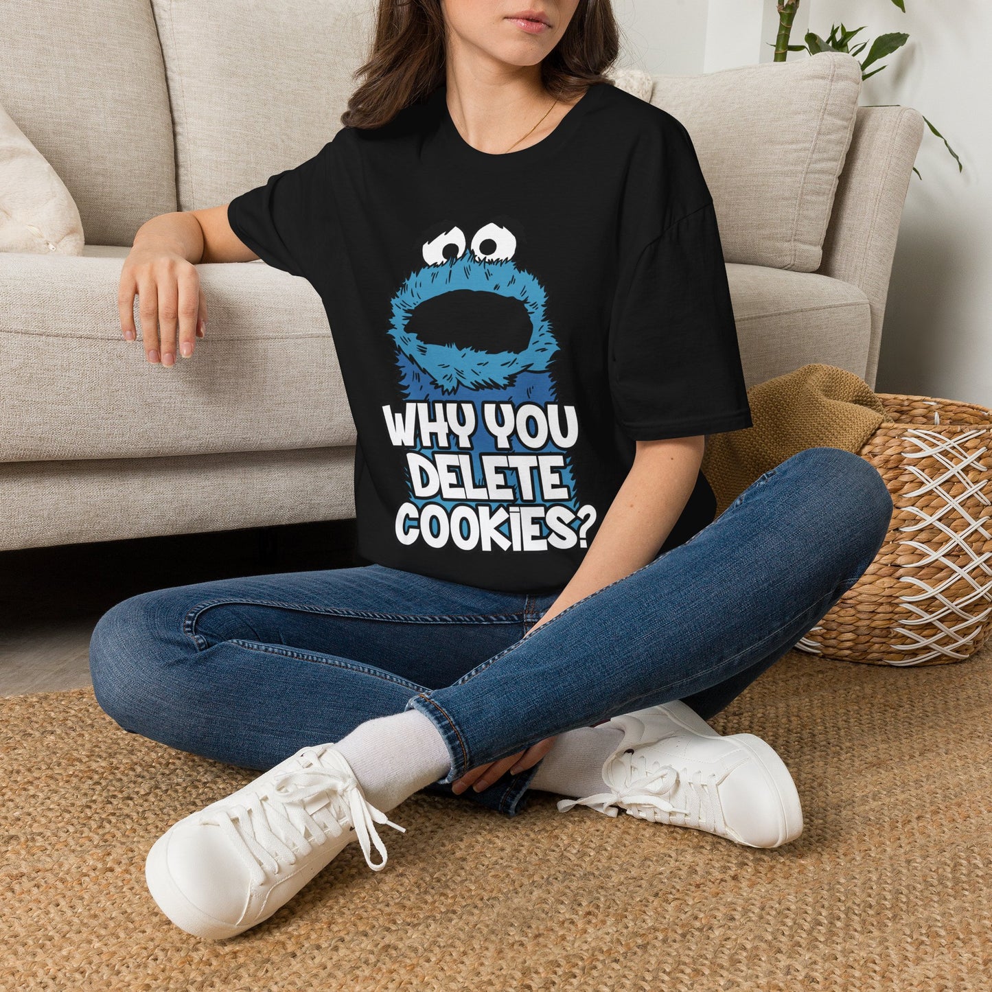 Cookie Monster "Why You Delete Cookies?" T-Shirt — Funny Retro Kids TV Graphic Tee
