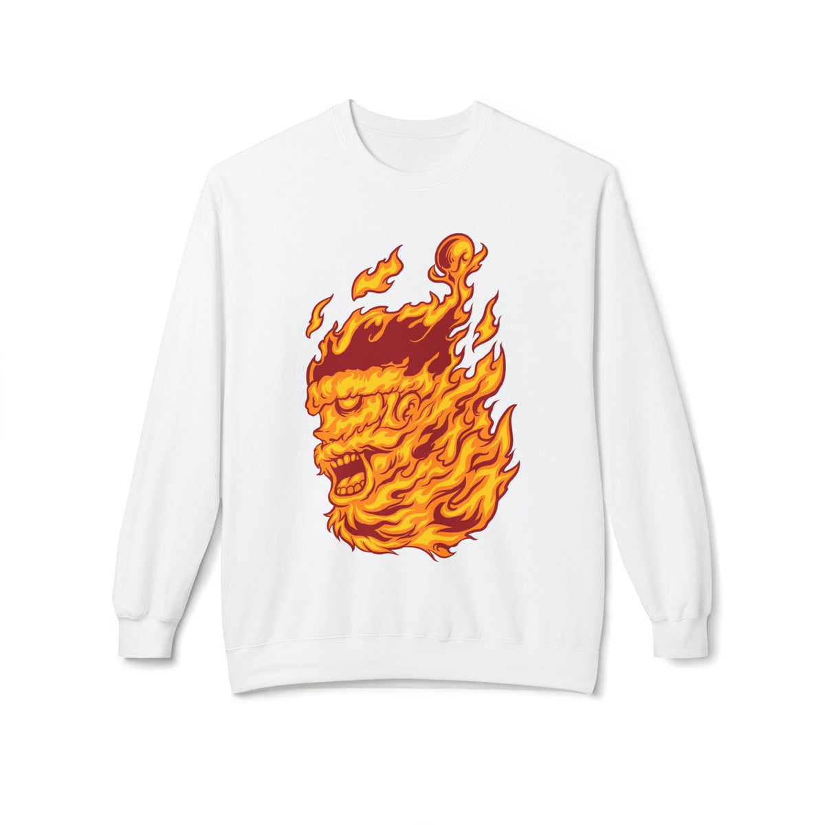 Flaming Santa Skull Redneck - I mean Crewneck Sweatshirt