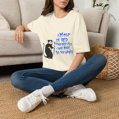 Banksy T-Shirt — 'I’m Out of Bed and Dressed, What More Do You Want?' Rat Graphic Tee
