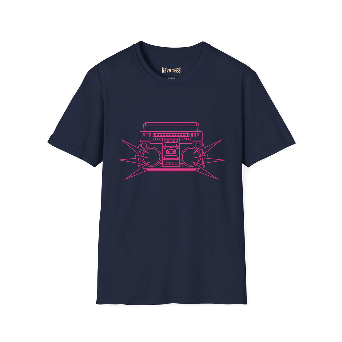Revotees Retro Boombox Pink Line Art Vintage Radio Graphic T-Shirt - alternate view 10