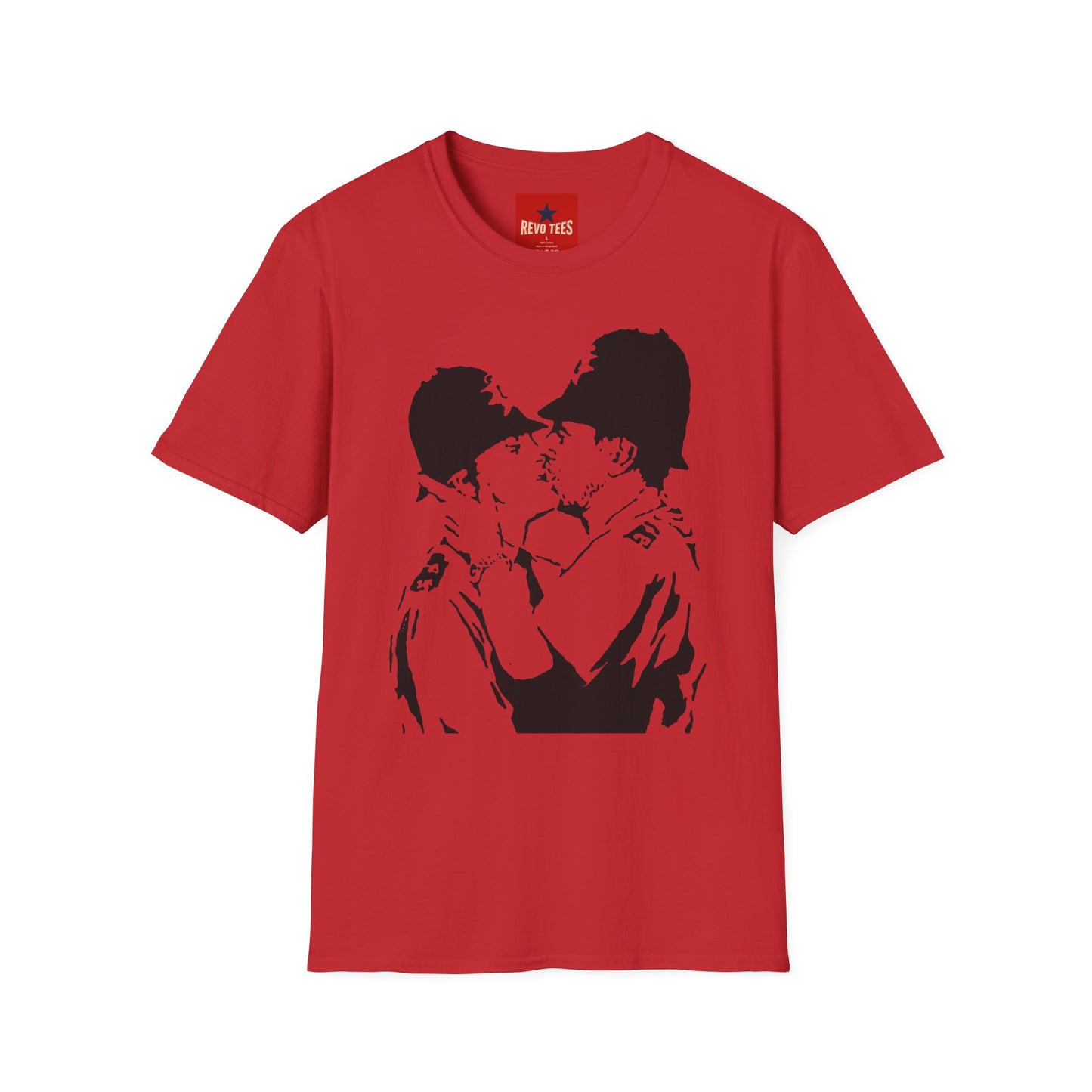 Banksy - Kissing Policemen Graphic T‑Shirt — Vintage Stencil Couple Print