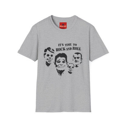 Rock and Roll Faces T-Shirt — "It's Time to Rock and Roll" Retro Band Tee