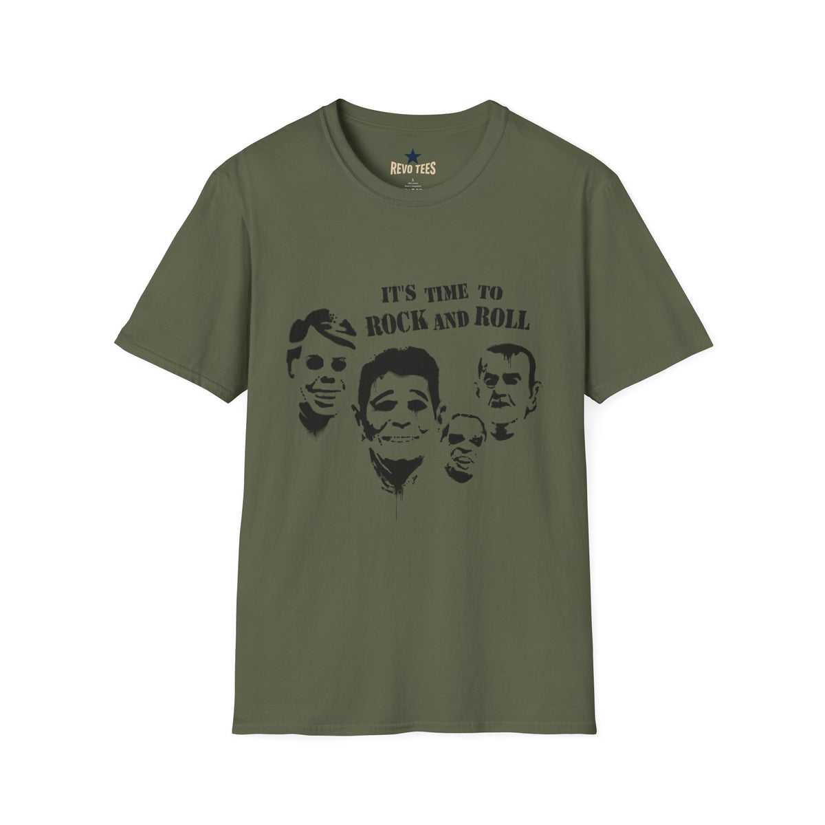 Revotees Rock and Roll Faces Its Time to Rock and Roll Retro Band T-Shirt - alternate view 5