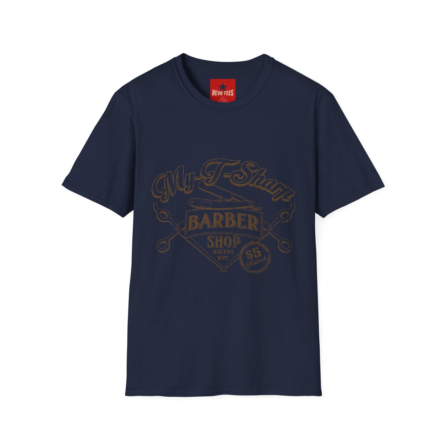 Barber Shop Graphic T‑Shirt — 'My T‑Shirt Barber Shop' Vintage Logo Tee