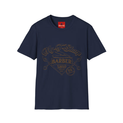 Barber Shop Graphic T‑Shirt — 'My T‑Shirt Barber Shop' Vintage Logo Tee