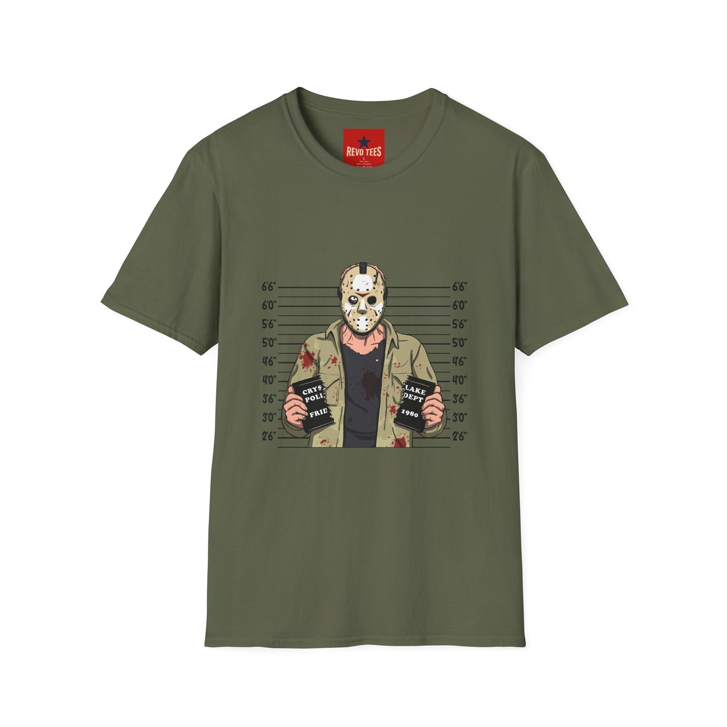 Hockey Mask Mugshot T-Shirt - Jason Voorhees Horror Movie Tee