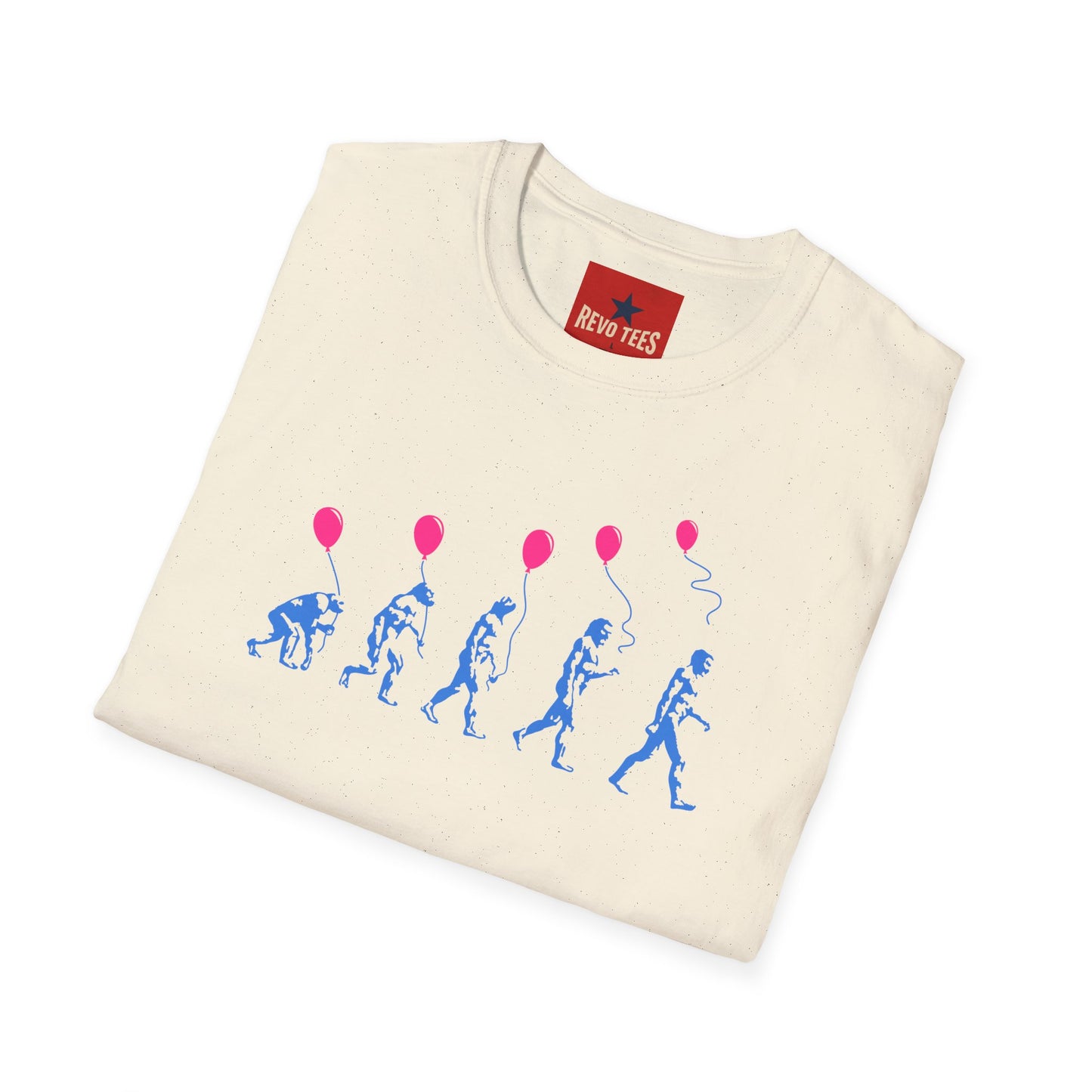 Evolution of Man Holding Balloon T-Shirt — Funny Retro Evolution Graphic Tee