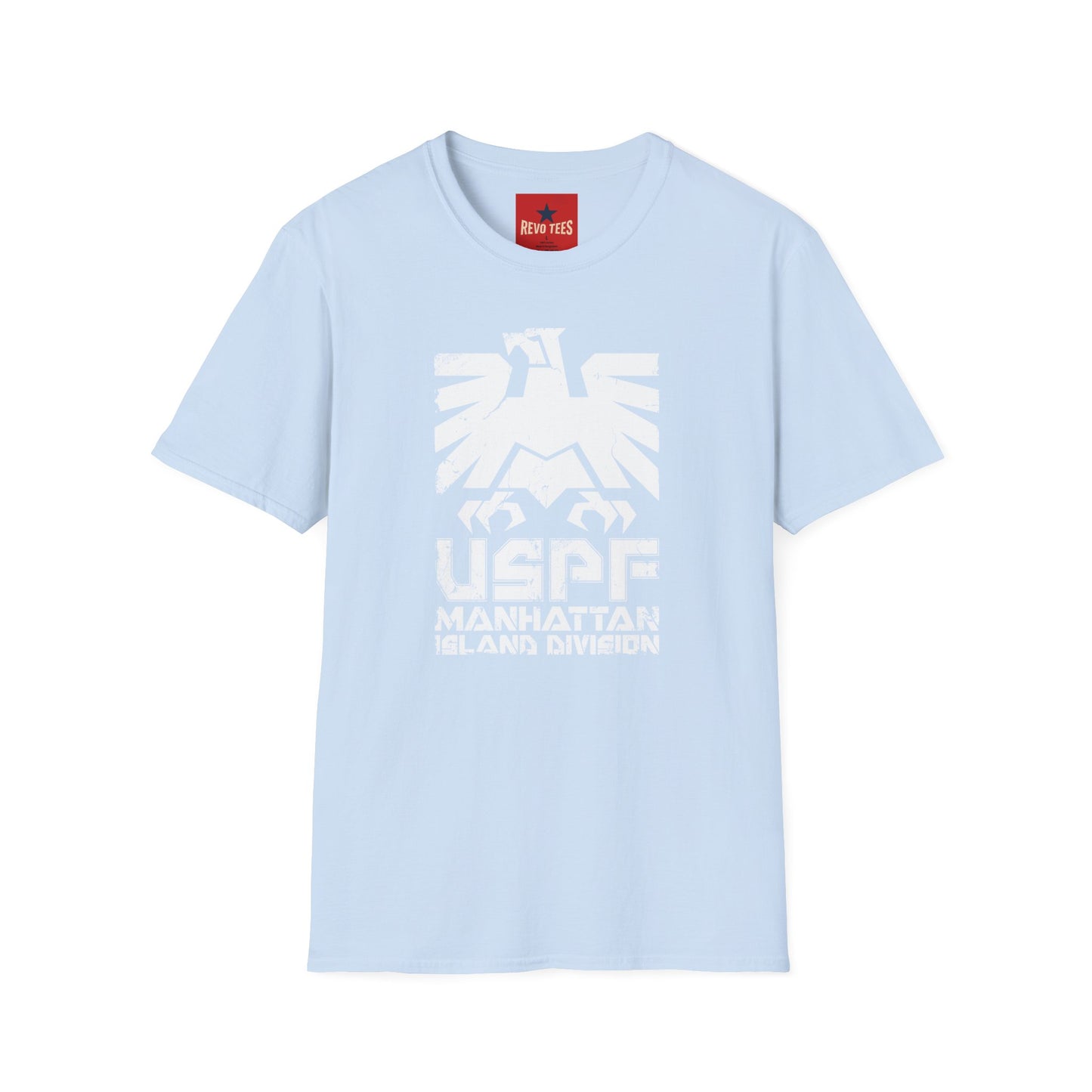 T-Shirt — Bold Distressed Eagle "USPF Manhattan Island Division" Graphic