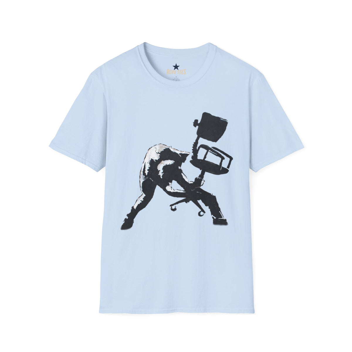 Revotees Banksy Black Cat Tossing Office Chair Graphic T-Shirt - alternate view 6