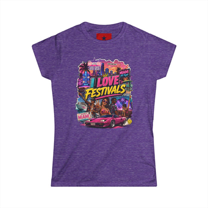 Festivals Collection: I LOVE FESTIVALS - Miami Style design round crew neck for Women