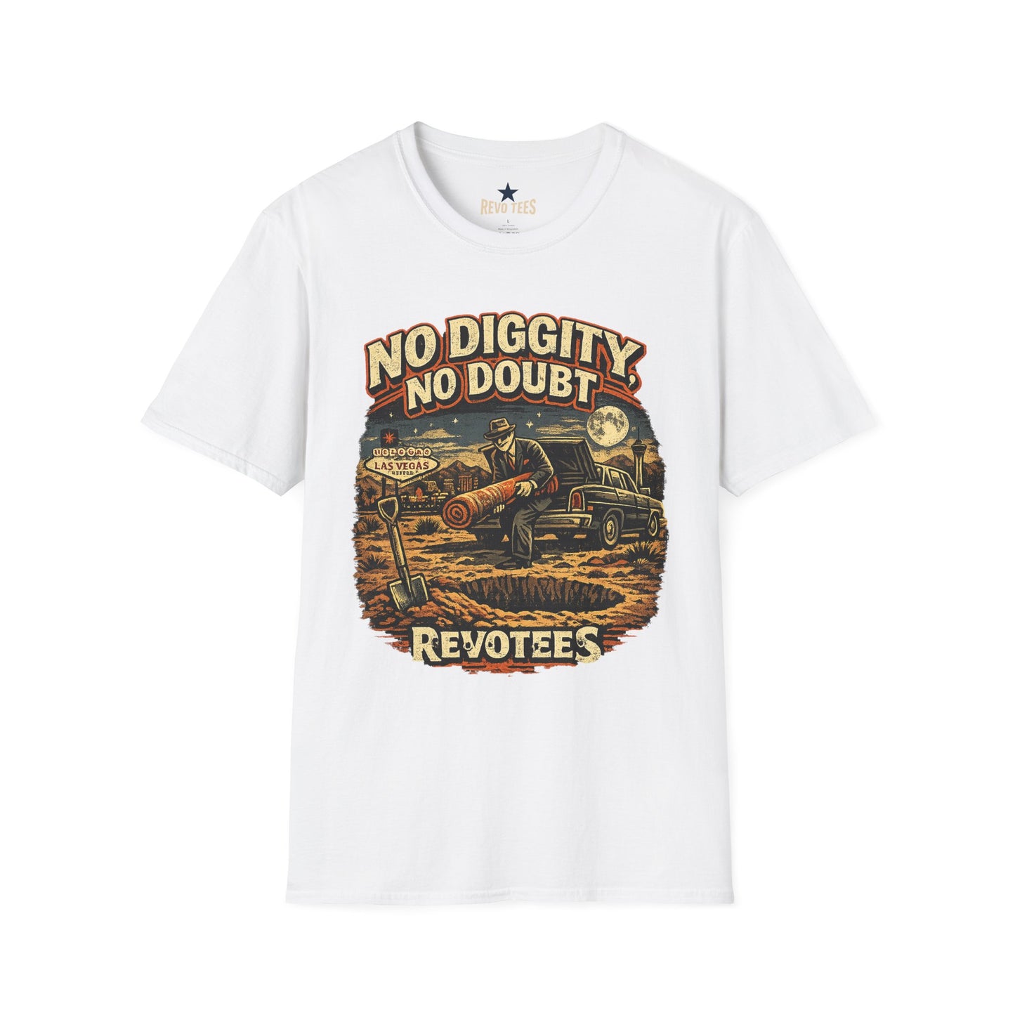 REVOTEES No Diggity No Doubt Retro Graphic Tee — Vintage Vegas Nightshirt Design