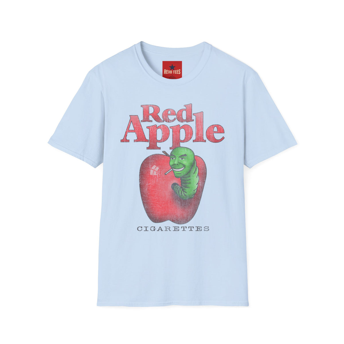 Revotees Red Apple Graphic Vintage Worm Illustration Red Apple T-Shirt - alternate view 8