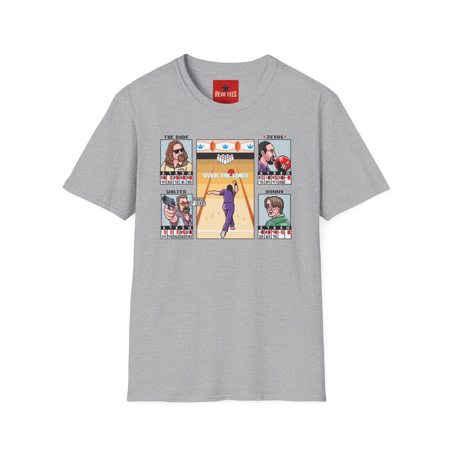 The Big Lebowski Bowling Grid T-Shirt – "Over the Line" Retro Gamer Design