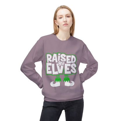 Raised by Elves Sweatshirt – Christmas Funny Holiday Crewneck