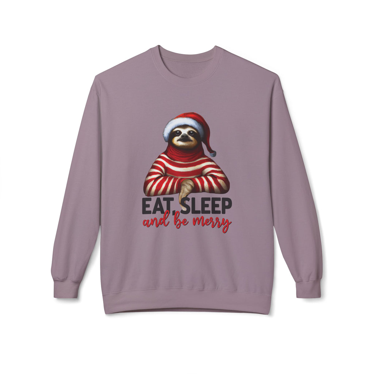 Christmas Sloth Sweatshirt – "Eat Sleep and Be Merry" Cozy Holiday Crewneck