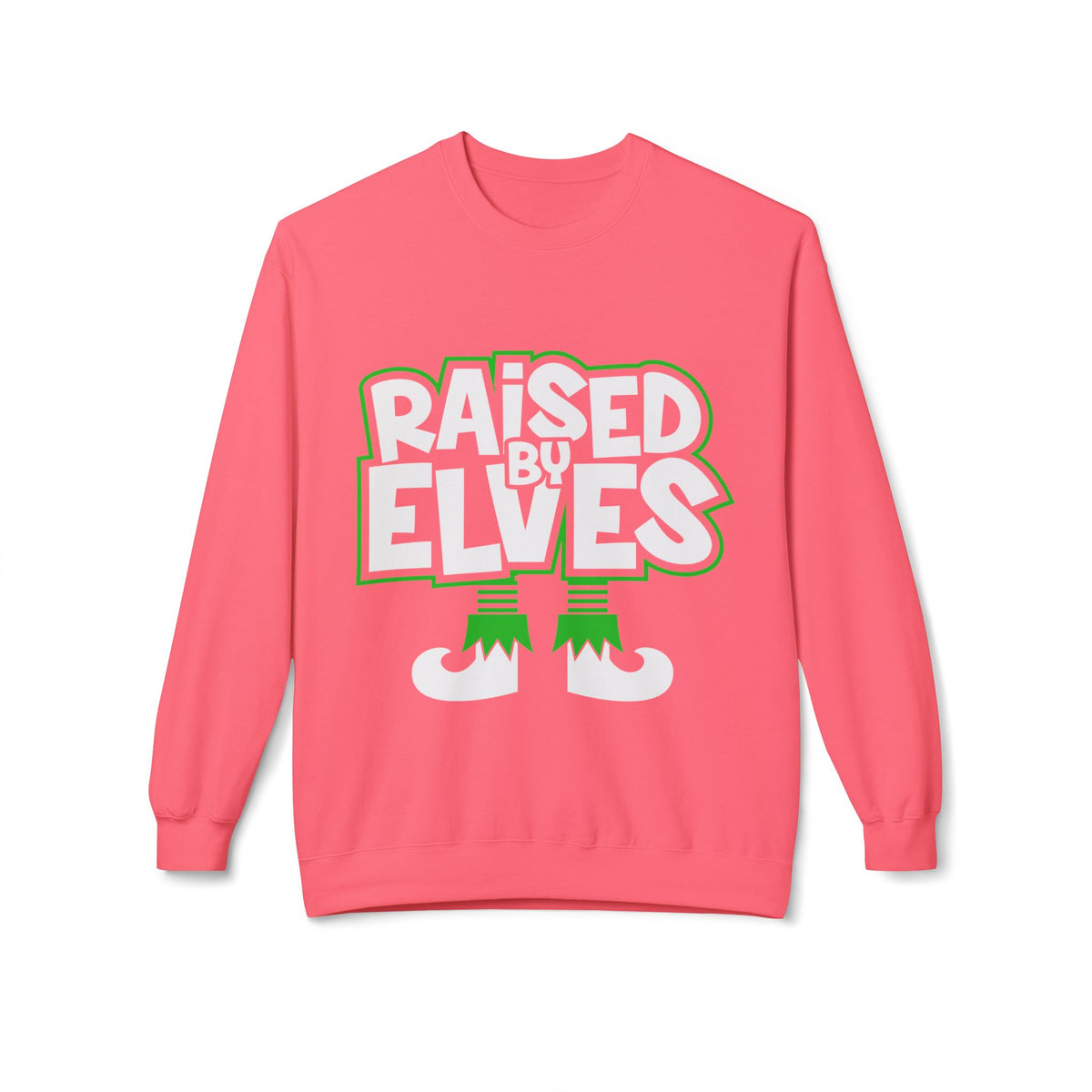 Raised by Elves Sweatshirt – Christmas Funny Holiday Crewneck