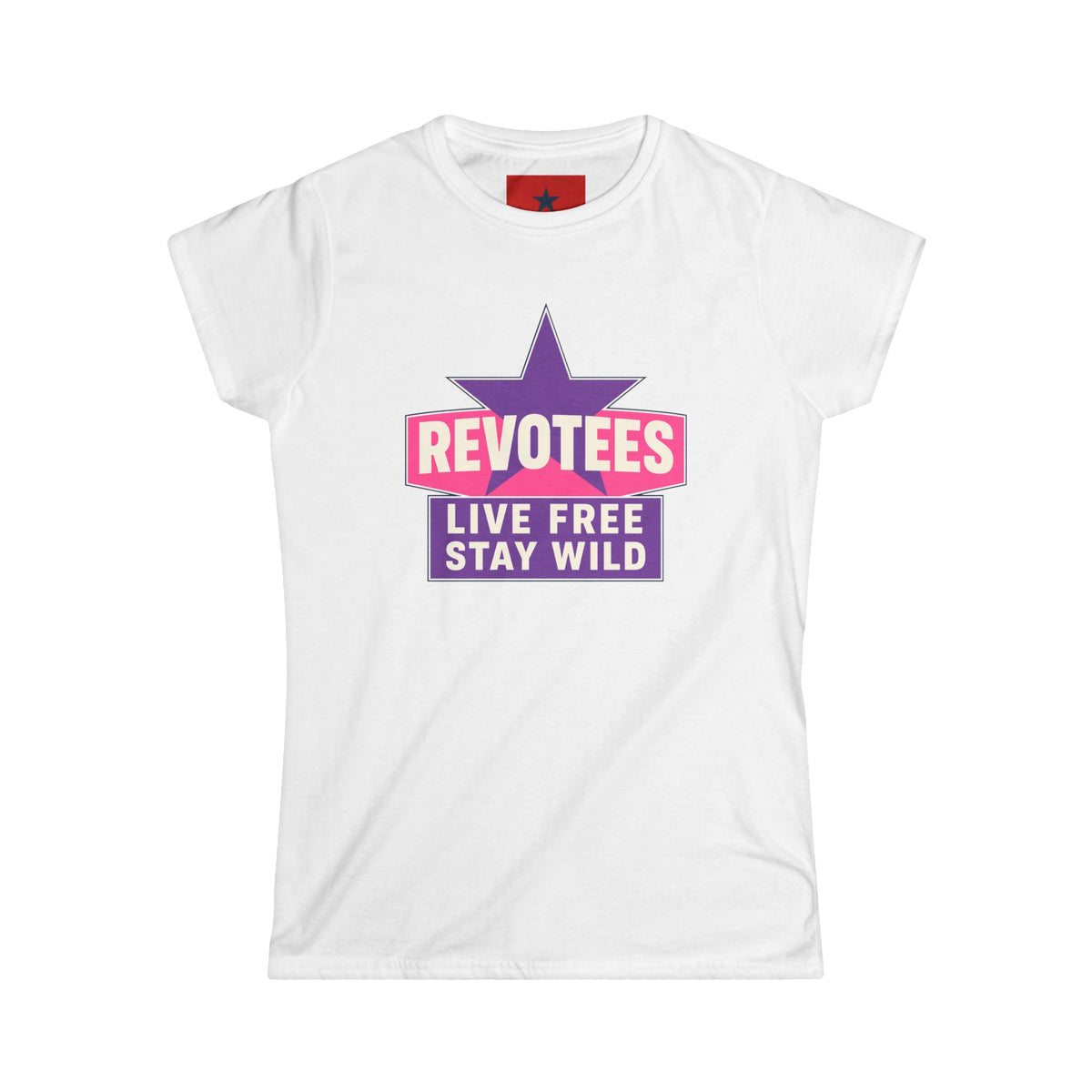 Revotees Live Free Stay Wild Womens Retro Star Graphic T-Shirt - alternate view 3
