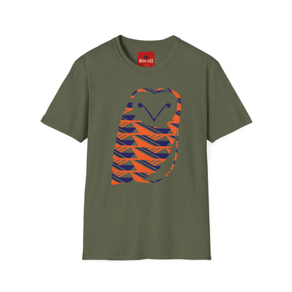 Owl Pattern T-Shirt — Geometric Orange & Navy Cute Owl Graphic Tee