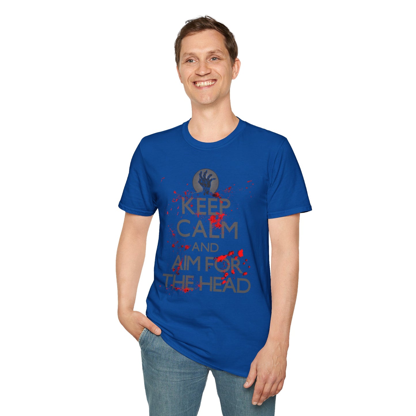 T-Shirt — “Keep Calm and Aim for the Head” Horror Zombie Graphic Tee