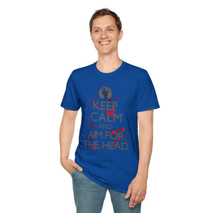 T-Shirt — “Keep Calm and Aim for the Head” Horror Zombie Graphic Tee