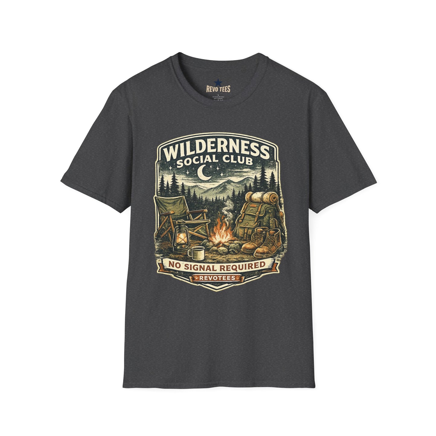REVOTEES Wilderness Social Club T-Shirt — Vintage Camping Adventure Graphic