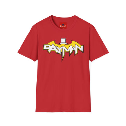 Bayman Logo T-Shirt — Retro Comic Bat Emblem Graphic Tee
