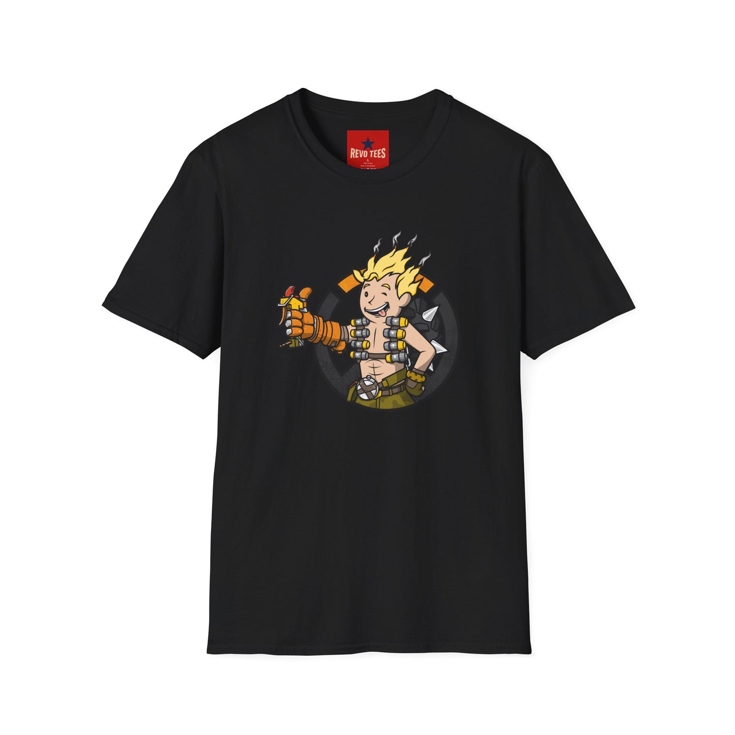 Junkrat-Inspired Gamer Tee — Cartoon Explosive Hero Graphic T-Shirt