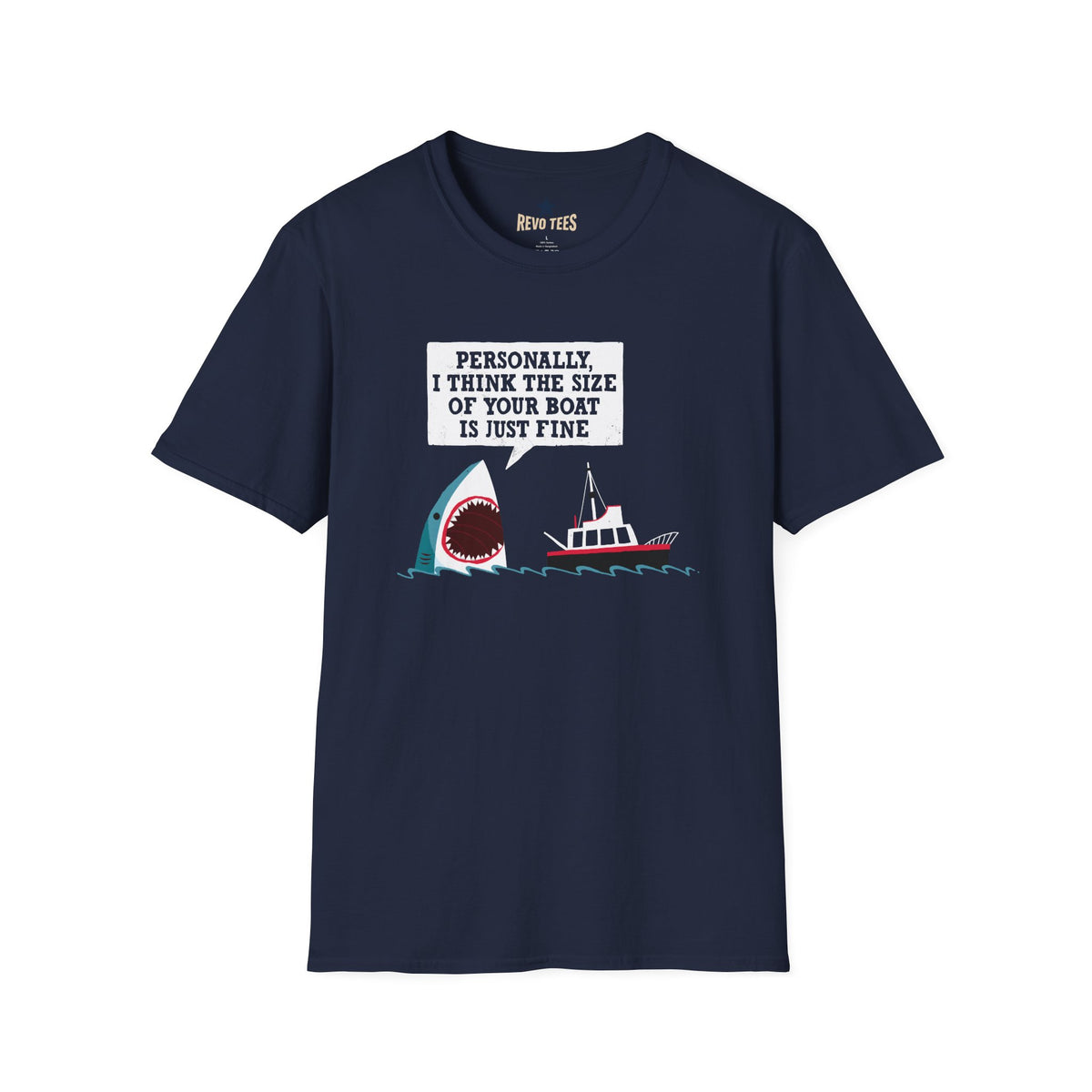 Revotees Shark Joke Personally I Think the Size of Your Boat Is Just Fine Graphic T-Shirt - alternate view 9
