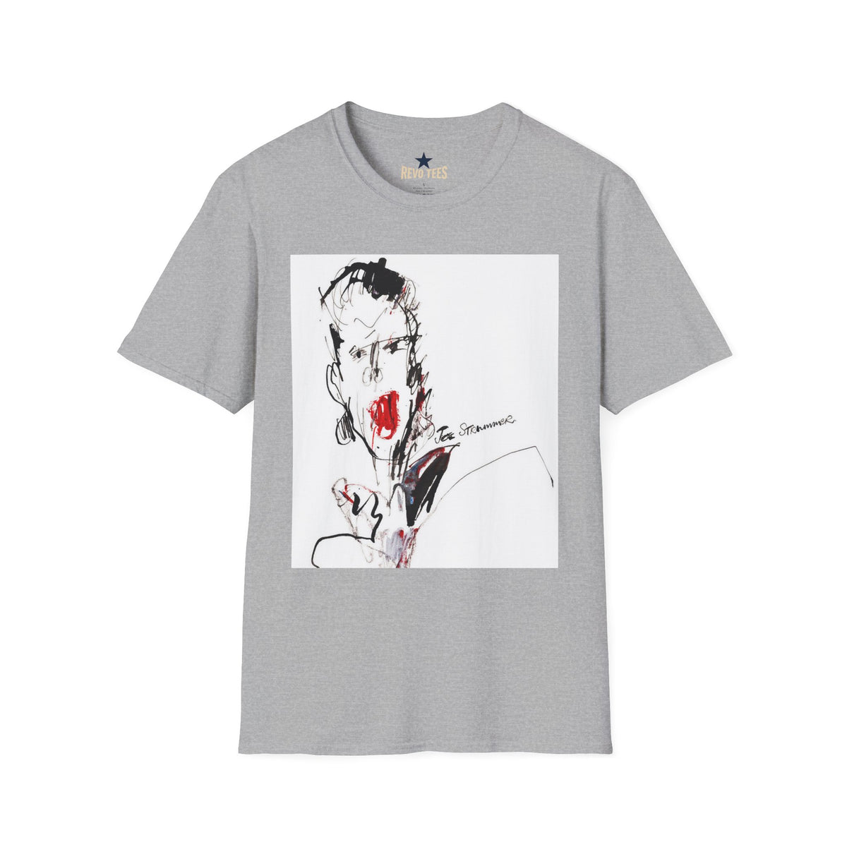 Revotees The Clash Joe Strummer by Ray Lowry Unisex Softstyle T-Shirt - alternate view 3