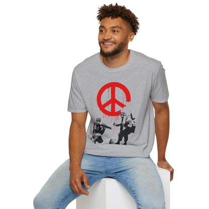 Banksy Peace Symbol Graffiti T-Shirt – Red Drip Street Art Tee